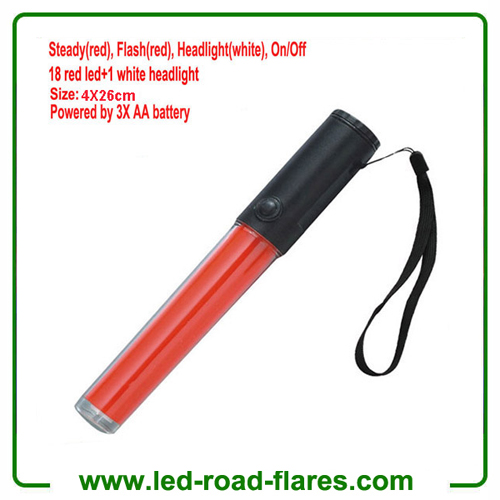 3 Modes 3XAA Battery 10 Inches 26cm PC Tube Led Red Traffic Wands