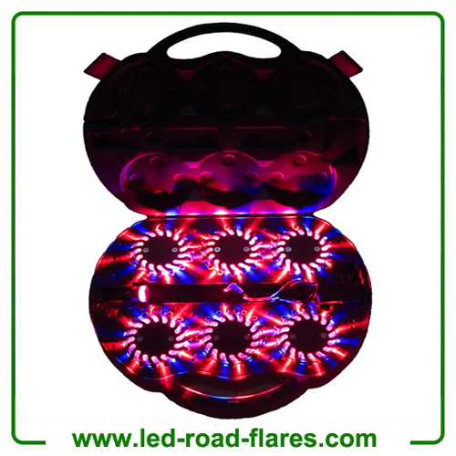 Red Blue Duo Colours 6PK Rechargeable Led Road Flares