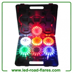 6 Packs Square Case Rechargeable Led Road Flares Kits Amber Orange White Black Red Yellow Blue