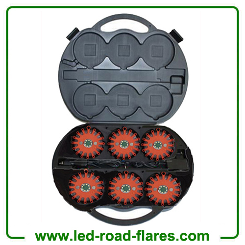 6-Pack Rechargeable 24 Led Road Flares Kits Red