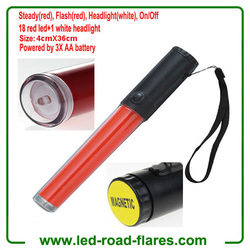 3XAA Battery 14 Inches 36cm PC Tube Red Led Traffic Wands Led Traffic Batons