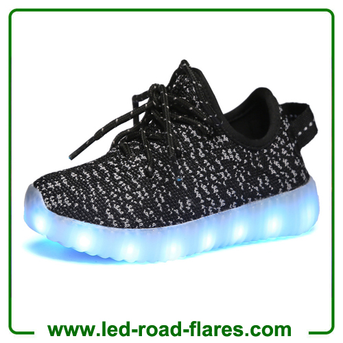 Black Rechargeable Led Light UP Shoes for Kids Children