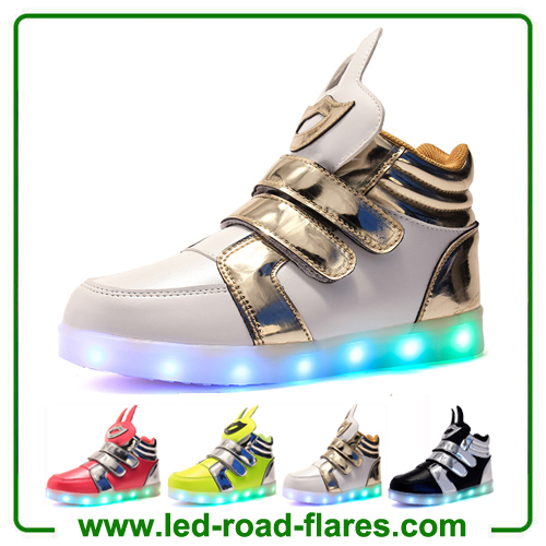 China High Top Boys Girls Children Kids Led Light Up Trainers Red Green White Black