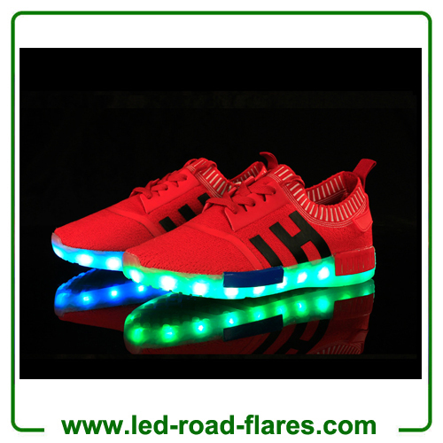 Yellow Black Blue Red Unisex Breathable Sport Led Light Up Shoes And Led Light Up Sneakers With Flyknit Fabric