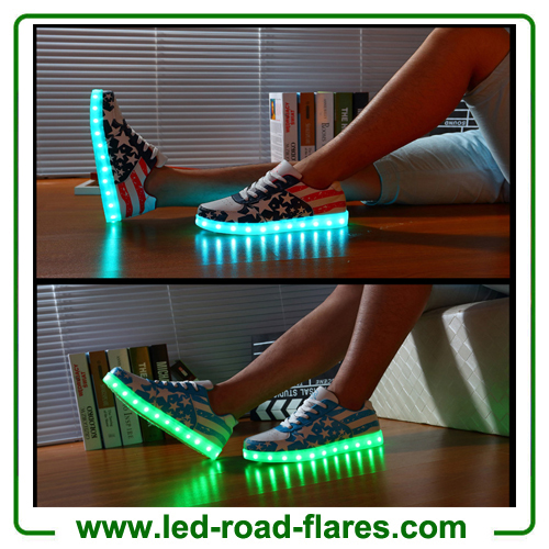 USA Flag Male Female Luminous Led Sneakers Girls Boys USB Charging Led Dance Shoes Stars Led Light Up Shoes