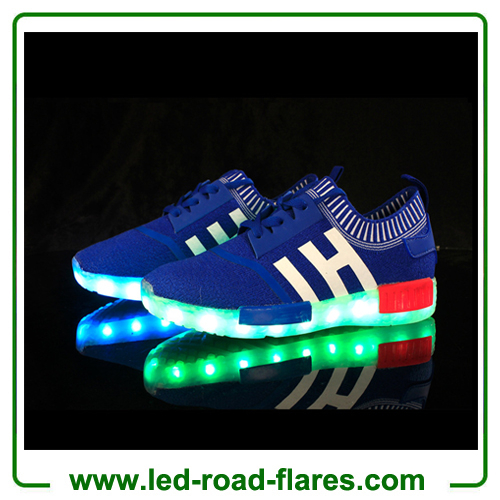 Yellow Black Blue Red Unisex Breathable Sport Led Light Up Shoes And Led Light Up Sneakers With Flyknit Fabric