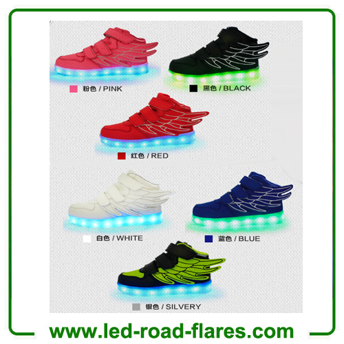 2017 New Angel Wings Series Kids Children LED Luminous Sneakers Fashion Boys & Girls USB Charging Led Casual Shoes With 7 Colors Light