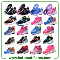 Blue Black Pink Wholesale Kids Led Flashing Shoes Children Led Light Up Roller Sneakers One Single Wheel