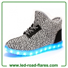 China Led Shoes Manufacturer Gray Pink Black Unisex Adult Coconut Polka Dot High Top USB Charging Led Blinking Shoes Led Dancing Shoes Sneakers