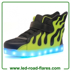 Casual High Top Children Kids Fire Flame Wings Led Light Up Shoes Kids Luminous Led Shoes Glowing Led Sneakers For Boys&Girls