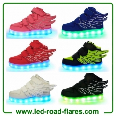 2017 New Angel Wings Series Kids LED Luminous Sneakers Fashion Boys & Girls USB Charging Led Casual Shoes With 7 Colors Light