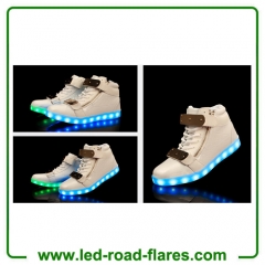 High Top Metal Velcro Led Light Lace Up Sneaker Flashing LED Light Up Shoes for Couple