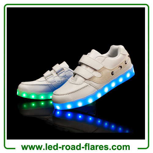 Low Top Black White Led Light Up Shoes for Kids Boys Girls Two Velcro