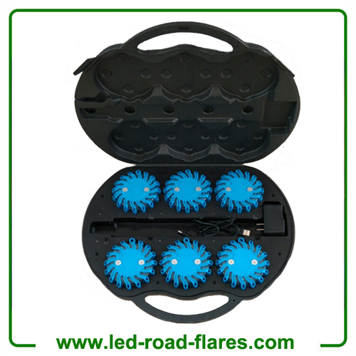 Rechargeable Blue Led Road Flares 6 Pack