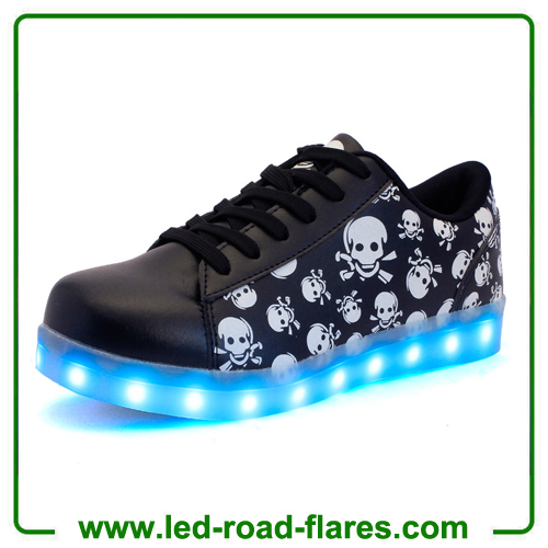 China 7 Colors Unisex Led Luminous Light Shoes Printed Skull Head