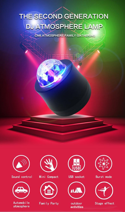 USB 12V Mini Car DJ Disco Lights Auto Car DJ Atomosphere Lamps