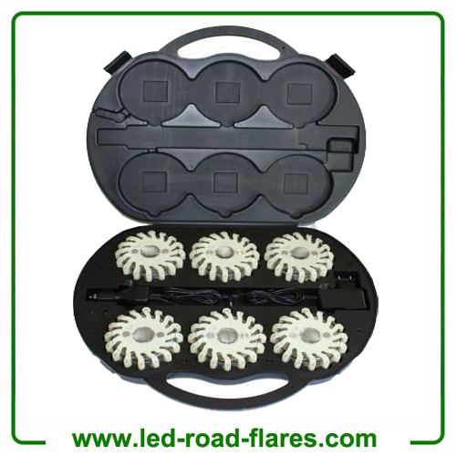 6 Packs White Led Road Flares Rechargeable