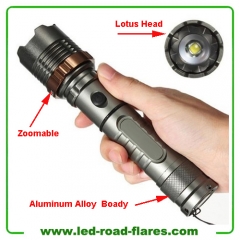 Zoomable Waterproof Led Rechargeable Flashlights Torch Torchlight with Lotus Head