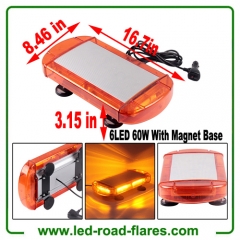 12V 20 LED Amber/Yellow Roof Top Emergency Hazard Warning LED Mini Strobe Beacon Lights Bar w/Magnetic Base, for Snow Plow, Police, Firefighters, Trucks, Vehicles