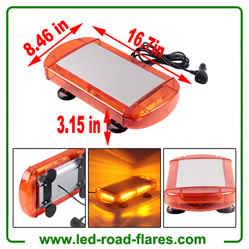 12V 60W 6-COB LED Emergenecy Warning Flashing Lights Amber Hazard Beacon Lights Bar Recovery Strobe Light with Magnetic Base