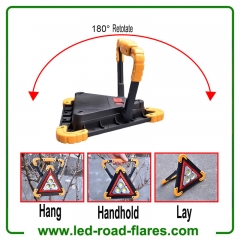 Led Warning Triangle Flood Light With 3 COB Chip Emergency Warning Light 4 Lighting Mode USB Charging Port Rechargeable Portable LED Work Light Searchlight Camping Safety Reflective Flash Light