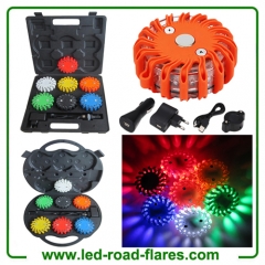 6 Pack Rechargeable Led Road Flares Flashing Warning Light Roadside Led Safety Flares Emergency Beacon Disc