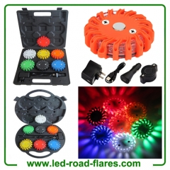 6 Pack Rechargeable Led Road Flares Flashing Warning Light Roadside Led Safety Flares Emergency Beacon Disc