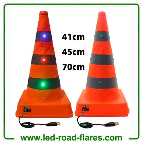 Red Blue Green 41cm 45cm 70cm USB Rechargeable Pop UP Retractable Collapsible Emergency Traffic Road Safety Cones