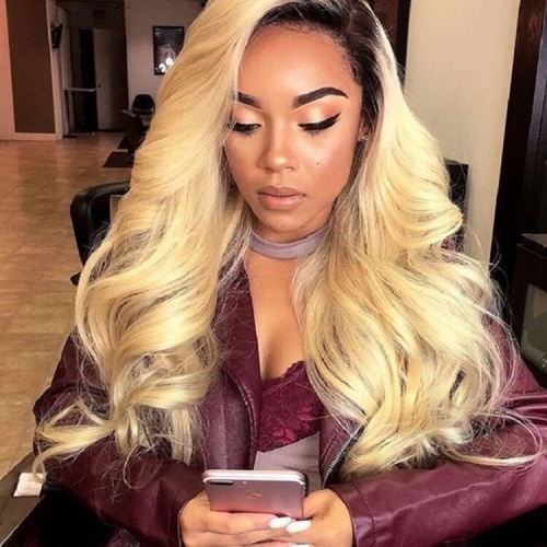 FashionPlus 1B/613 Blonde Body Wave Glueless Lace Front Wigs  Pre Plucked with Baby Hair