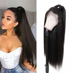 Transparent Straight Human Hair Lace Front Wigs With Baby Hair, Peruvian Virgin Hair Glueless Lace Frontal Wig Pre Plucked for Black Women 150% Densit