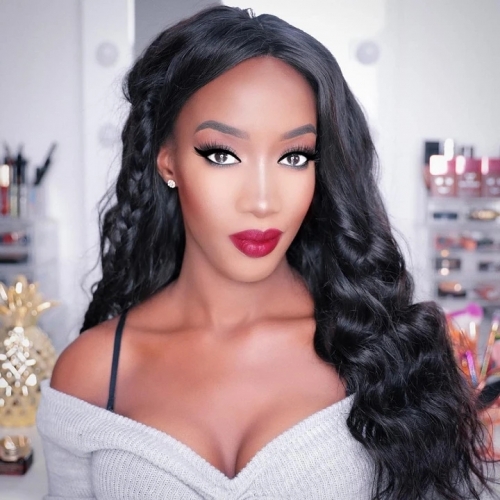 FashionPlus Hair Loose Deep Wave Raw Unprocessed Peruvian hair Lace front wigs  