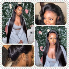 FashionPlus 180% Density Straight Brazilian human hair Full Lace Wig Pre Plucked With Baby Hair