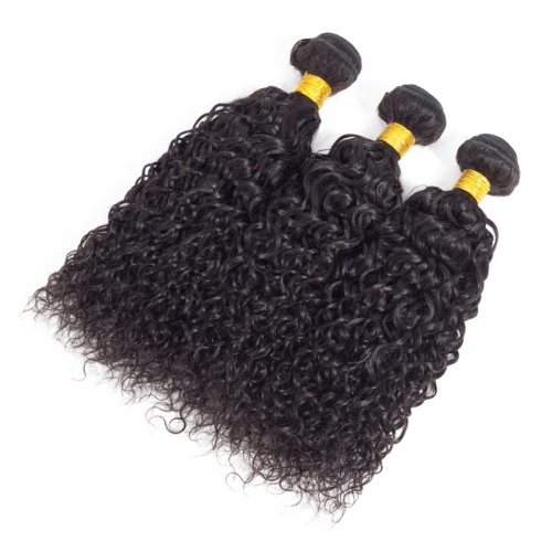 FashionPlus 3 Bundles Jerry Curly Hair Bundles Natural Black 100% Peruvian Human Hair Weaving