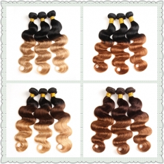 Fashionplus Hair 9A Grade Ombre Brazilian Virgin Hair 3 bundles Body Wave Human Hair Two/Three Tone Ombre Hair Weave Weft