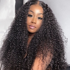 FashionPlus 360 Lace Front Kinky Curly Wigs Pre-plucked Peruvian Human Hair Wigs