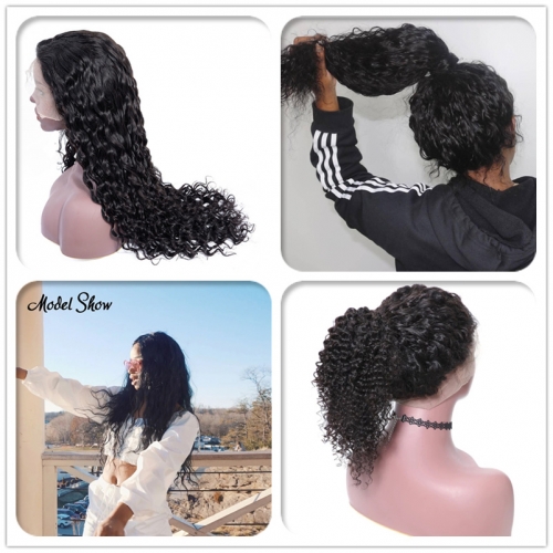 FashionPlus Unprocessed Brazilian Hair Water Wave 13*4 Lace Front Wigs With Baby Hair