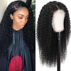 FashionPlus Kinky Curly Lace Closure Wigs With Baby Hair Wet And Wavy Brazilian Virgin Hair Wigs Bleached Knots
