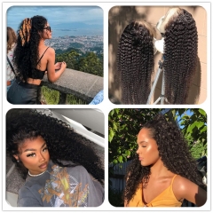 FashionPlus Free Part Virgin Malaysian Hair Lace Front Wig Pre Plucked Jerry Curly Wave Glueless Wigs