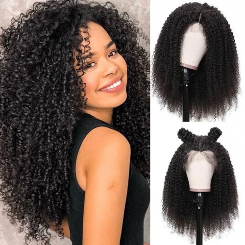 FashionPlus 180% Density cheap short afro curly wigs Indian hair lace front wigs With Baby Hair