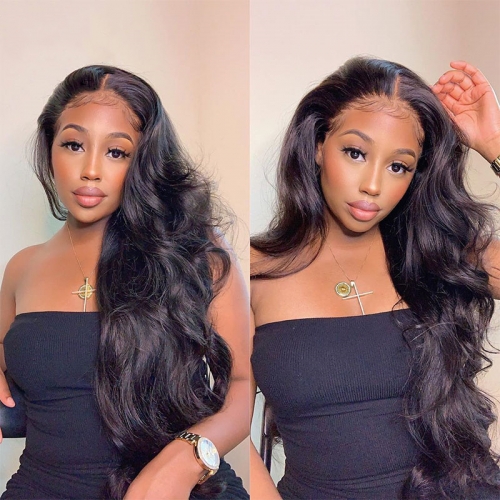 FashionPlus Pre Plucked Body Wave Peruvian Hair Lace Closure Wigs With Baby Hair