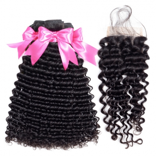 FashionPlus  9A Cheap Loose Wave Peruvian Hair 3 Bundle Hair Deals with Closure