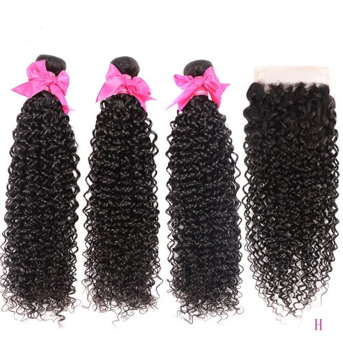 FashionPlus 3 Bundles Water Wave Virgin Malaysian 3  Hair Bundles with lace Closure 9 A Goode Quality