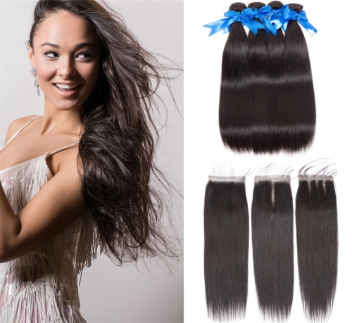 FashionPlus 4 Bundles Virgin Indian Straight Hair Deales With Closure High Quality High Quality 9A Grade