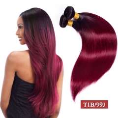 Fashionplus Hair 9A Grade Good Quality 4 Bundles Tone 1B/99J Ombre Peruvian Straight Human Hair Extension