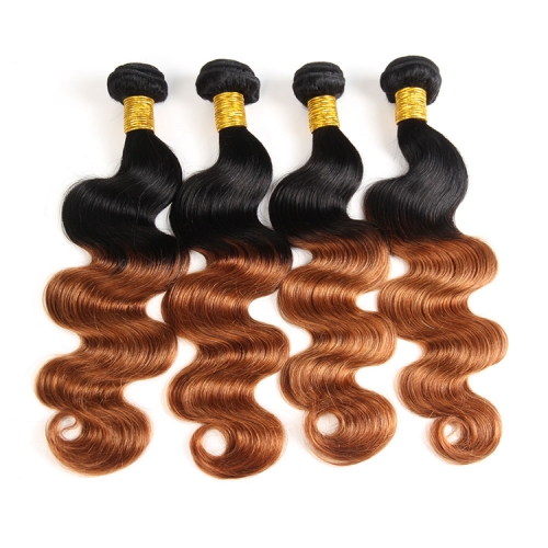 Fashionplus Hair Affordable Two Tone 1B/30 Ombre Brazilian Human Hair 4 Bundles Body Wave Hair Weave Bundles