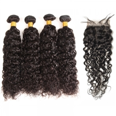 FashionPlus 12A High Quality Brazilian Virgin Hair Curly Wave 4 Bundles With Closure