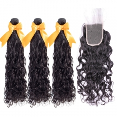 FashionPlus  9A Cheap Natural Wave Brazilian Hair 3 Bundle with Closure