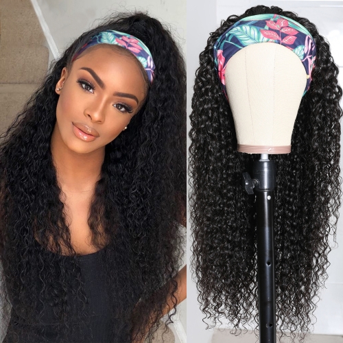 FashionPlus Jerry Curly Half Wig For Sale 100% Virgin Hair Headband Wig Black Wig Gift Headband