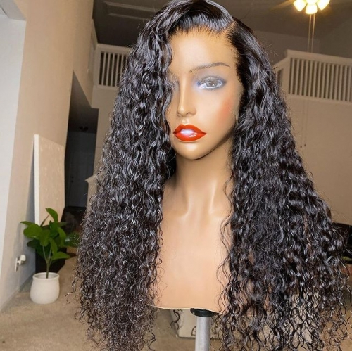 FashionPlus Free Part Unprocessed Virgin Brazilian Hair Jerry Curly Wave Full Lace Wig Pre Plucked with Baby Hair 