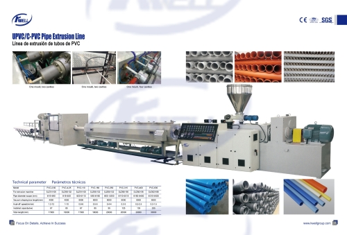 UPVC/C-PVC Pipe Extrusion Line/ Línea de extrusión de tubos de PVC Kwell Group